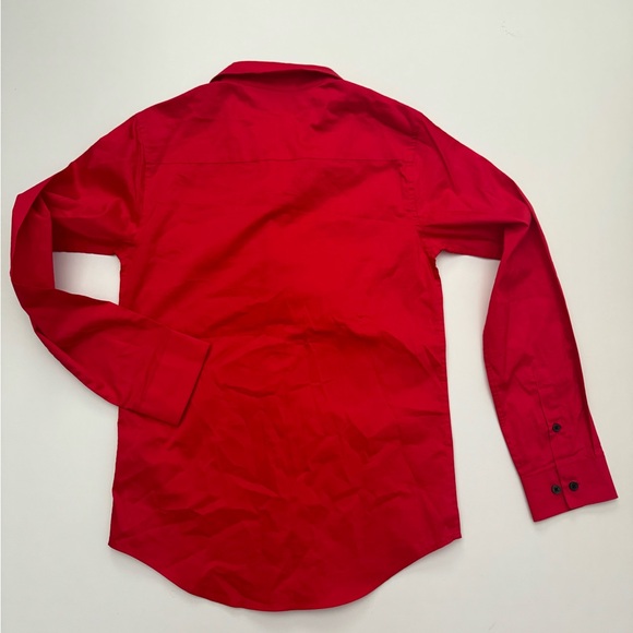 Calvin Klein boys button up dress shirt red size 12 regular slim fit long sleeve - Picture 5 of 9